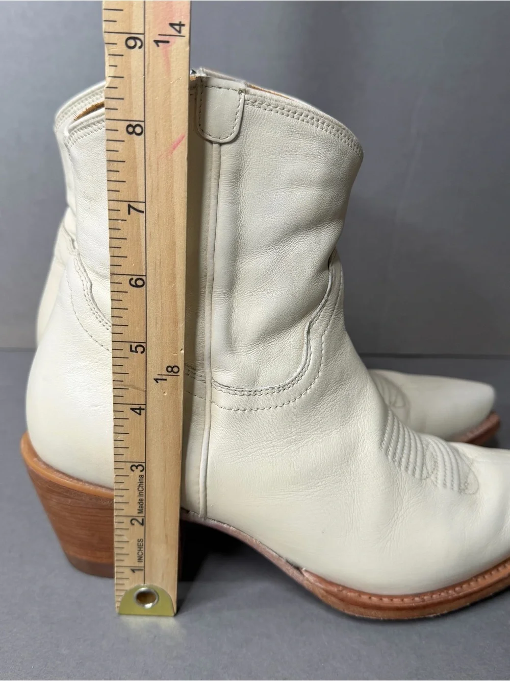 TECOVAS “The Daisy” Bone Calfskin Leather Western Boots Women Sz 8.5 Rodeo White